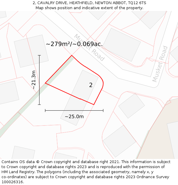 2, CAVALRY DRIVE, HEATHFIELD, NEWTON ABBOT, TQ12 6TS: Plot and title map