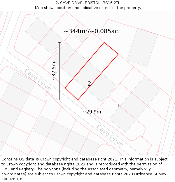 2, CAVE DRIVE, BRISTOL, BS16 2TL: Plot and title map