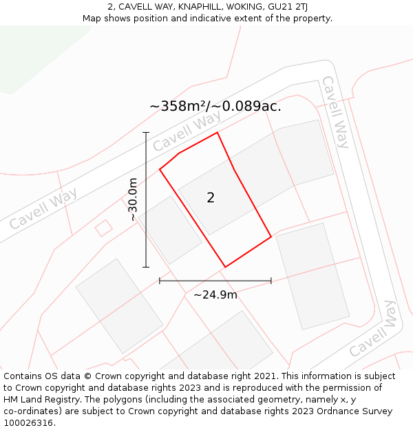 2, CAVELL WAY, KNAPHILL, WOKING, GU21 2TJ: Plot and title map