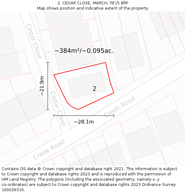 2, CEDAR CLOSE, MARCH, PE15 8RP: Plot and title map