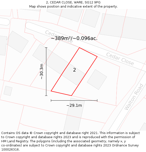 2, CEDAR CLOSE, WARE, SG12 9PG: Plot and title map