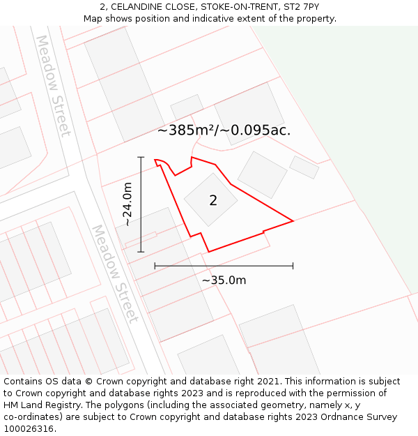 2, CELANDINE CLOSE, STOKE-ON-TRENT, ST2 7PY: Plot and title map