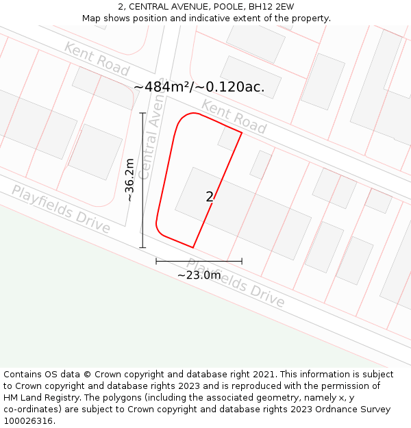 2, CENTRAL AVENUE, POOLE, BH12 2EW: Plot and title map