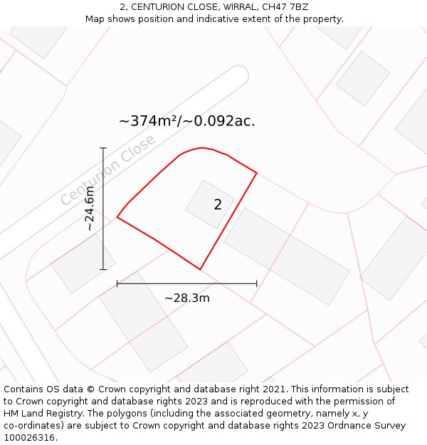 2, CENTURION CLOSE, WIRRAL, CH47 7BZ: Plot and title map