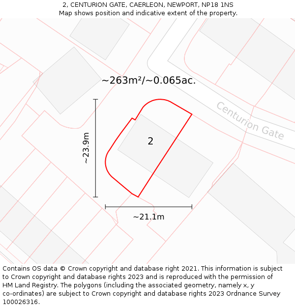 2, CENTURION GATE, CAERLEON, NEWPORT, NP18 1NS: Plot and title map