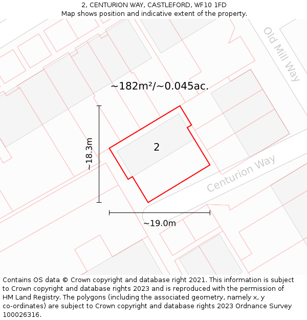 2, CENTURION WAY, CASTLEFORD, WF10 1FD: Plot and title map
