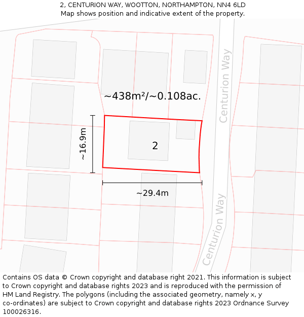 2, CENTURION WAY, WOOTTON, NORTHAMPTON, NN4 6LD: Plot and title map