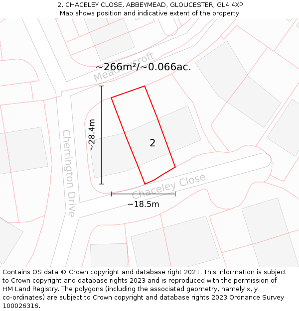 2, CHACELEY CLOSE, ABBEYMEAD, GLOUCESTER, GL4 4XP: Plot and title map