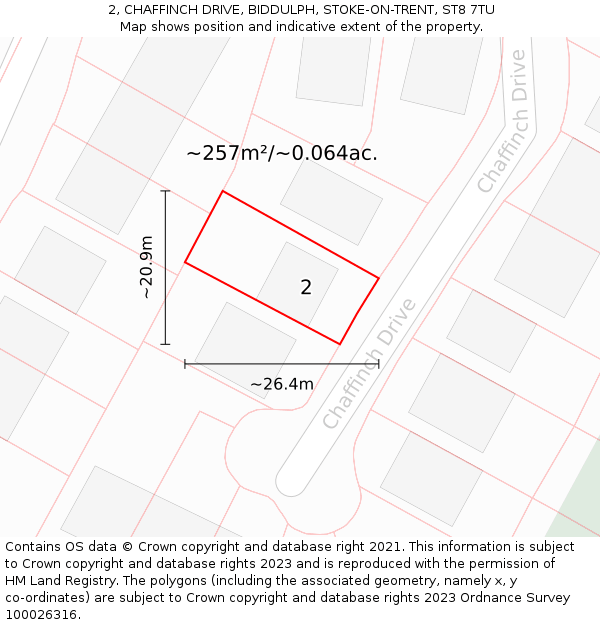 2, CHAFFINCH DRIVE, BIDDULPH, STOKE-ON-TRENT, ST8 7TU: Plot and title map