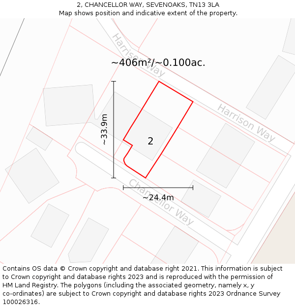 2, CHANCELLOR WAY, SEVENOAKS, TN13 3LA: Plot and title map