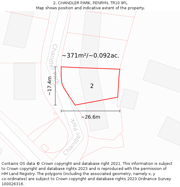 2, CHANDLER PARK, PENRYN, TR10 9FL: Plot and title map