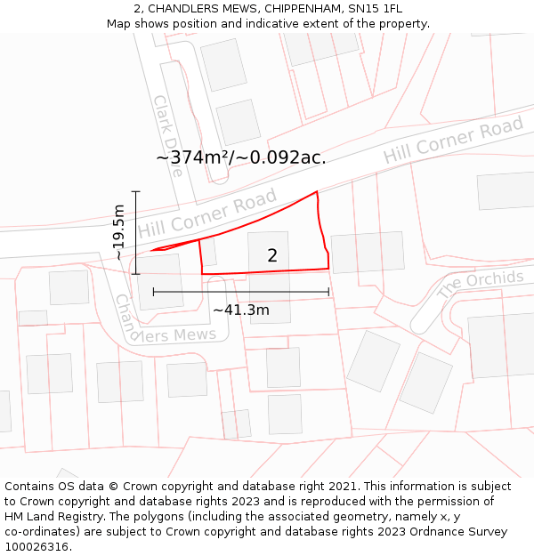 2, CHANDLERS MEWS, CHIPPENHAM, SN15 1FL: Plot and title map