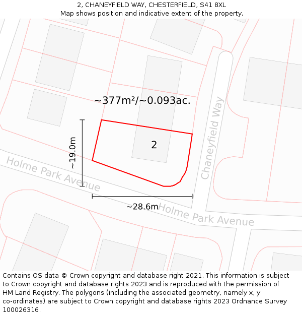 2, CHANEYFIELD WAY, CHESTERFIELD, S41 8XL: Plot and title map
