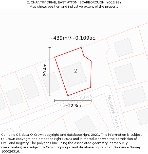 2, CHANTRY DRIVE, EAST AYTON, SCARBOROUGH, YO13 9EY: Plot and title map