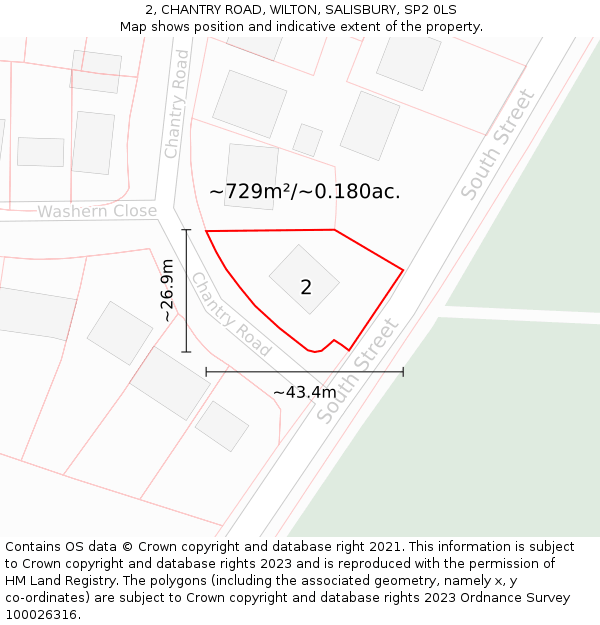 2, CHANTRY ROAD, WILTON, SALISBURY, SP2 0LS: Plot and title map