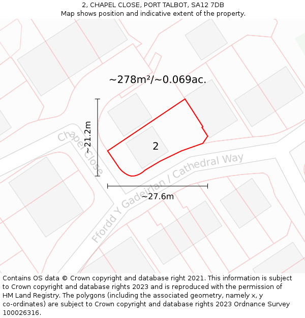 2, CHAPEL CLOSE, PORT TALBOT, SA12 7DB: Plot and title map
