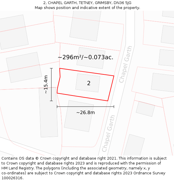 2, CHAPEL GARTH, TETNEY, GRIMSBY, DN36 5JG: Plot and title map