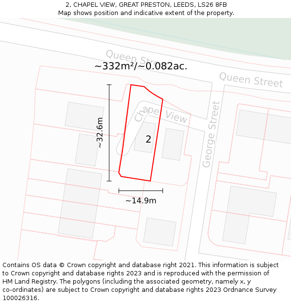 2, CHAPEL VIEW, GREAT PRESTON, LEEDS, LS26 8FB: Plot and title map