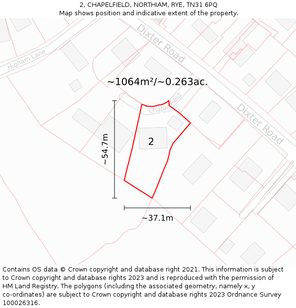 2, CHAPELFIELD, NORTHIAM, RYE, TN31 6PQ: Plot and title map