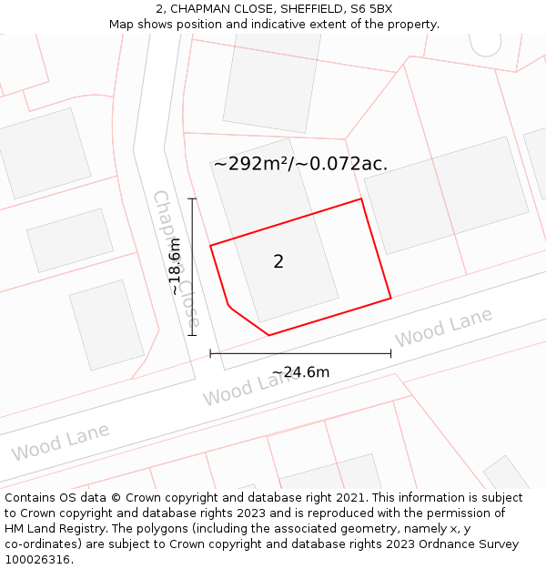 2, CHAPMAN CLOSE, SHEFFIELD, S6 5BX: Plot and title map