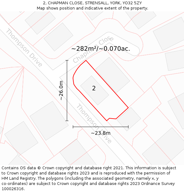 2, CHAPMAN CLOSE, STRENSALL, YORK, YO32 5ZY: Plot and title map