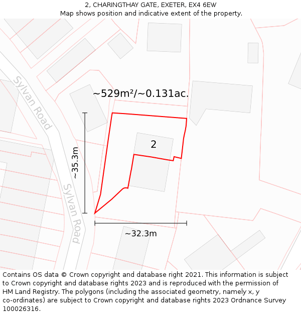 2, CHARINGTHAY GATE, EXETER, EX4 6EW: Plot and title map
