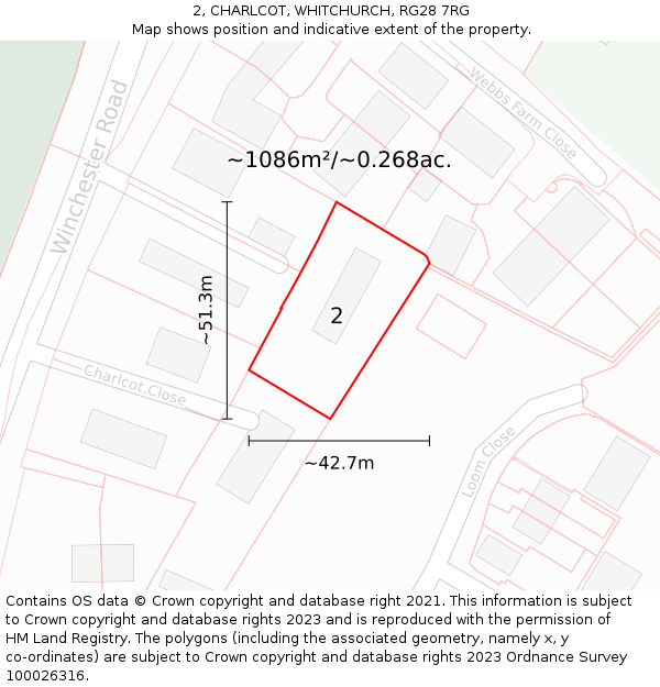 2, CHARLCOT, WHITCHURCH, RG28 7RG: Plot and title map