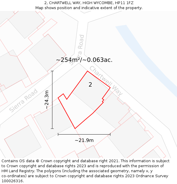 2, CHARTWELL WAY, HIGH WYCOMBE, HP11 1FZ: Plot and title map