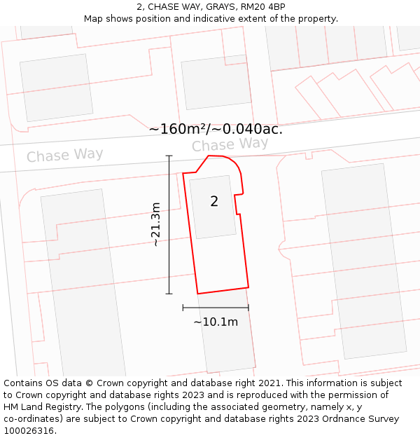 2, CHASE WAY, GRAYS, RM20 4BP: Plot and title map
