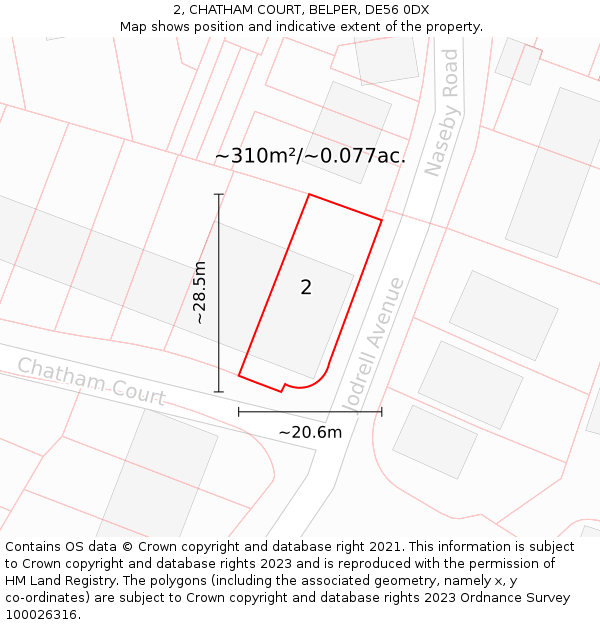 2, CHATHAM COURT, BELPER, DE56 0DX: Plot and title map