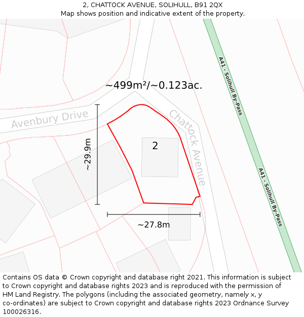 2, CHATTOCK AVENUE, SOLIHULL, B91 2QX: Plot and title map