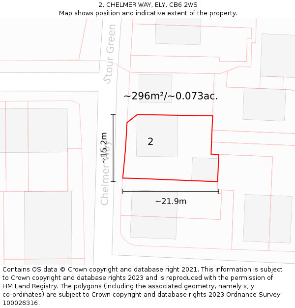 2, CHELMER WAY, ELY, CB6 2WS: Plot and title map
