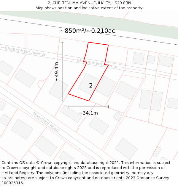 2, CHELTENHAM AVENUE, ILKLEY, LS29 8BN: Plot and title map