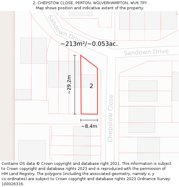 2, CHEPSTOW CLOSE, PERTON, WOLVERHAMPTON, WV6 7PY: Plot and title map