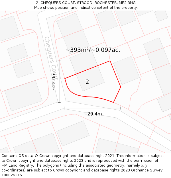 2, CHEQUERS COURT, STROOD, ROCHESTER, ME2 3NG: Plot and title map