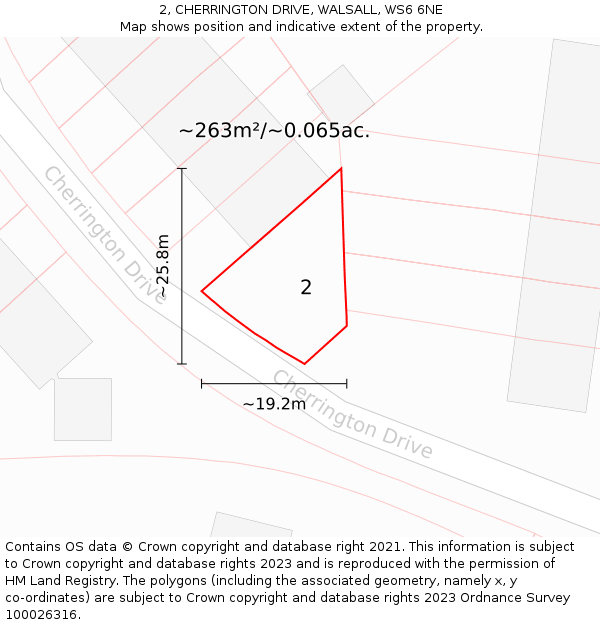 2, CHERRINGTON DRIVE, WALSALL, WS6 6NE: Plot and title map
