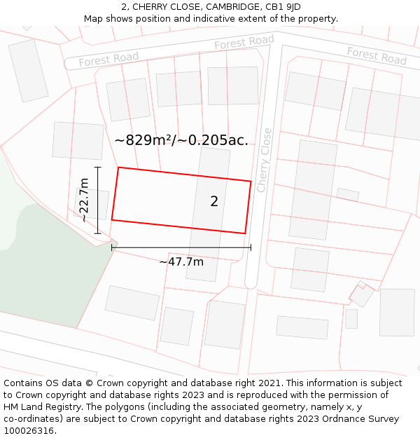2, CHERRY CLOSE, CAMBRIDGE, CB1 9JD: Plot and title map