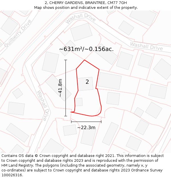 2, CHERRY GARDENS, BRAINTREE, CM77 7GH: Plot and title map