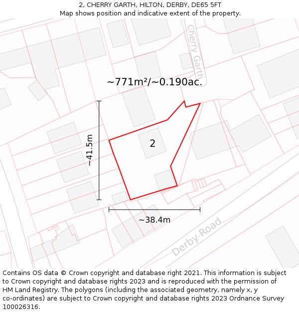 2, CHERRY GARTH, HILTON, DERBY, DE65 5FT: Plot and title map