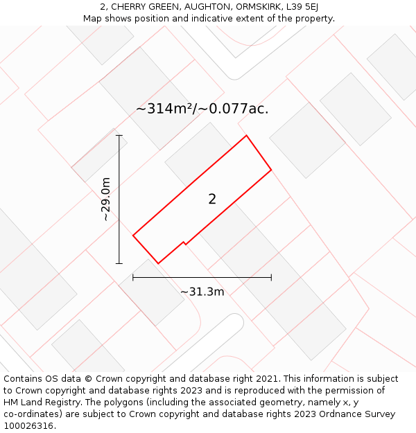 2, CHERRY GREEN, AUGHTON, ORMSKIRK, L39 5EJ: Plot and title map