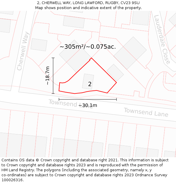 2, CHERWELL WAY, LONG LAWFORD, RUGBY, CV23 9SU: Plot and title map