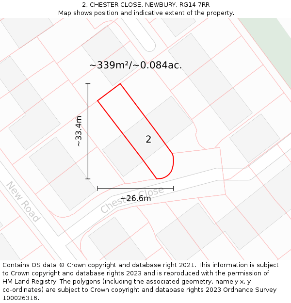 2, CHESTER CLOSE, NEWBURY, RG14 7RR: Plot and title map