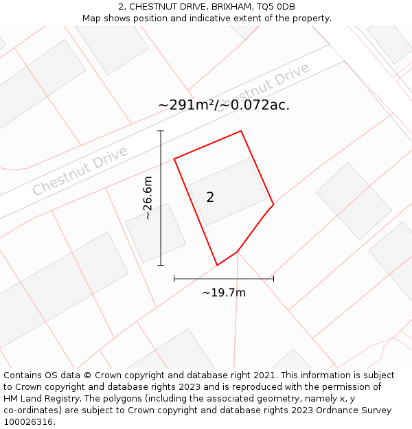 2, CHESTNUT DRIVE, BRIXHAM, TQ5 0DB: Plot and title map