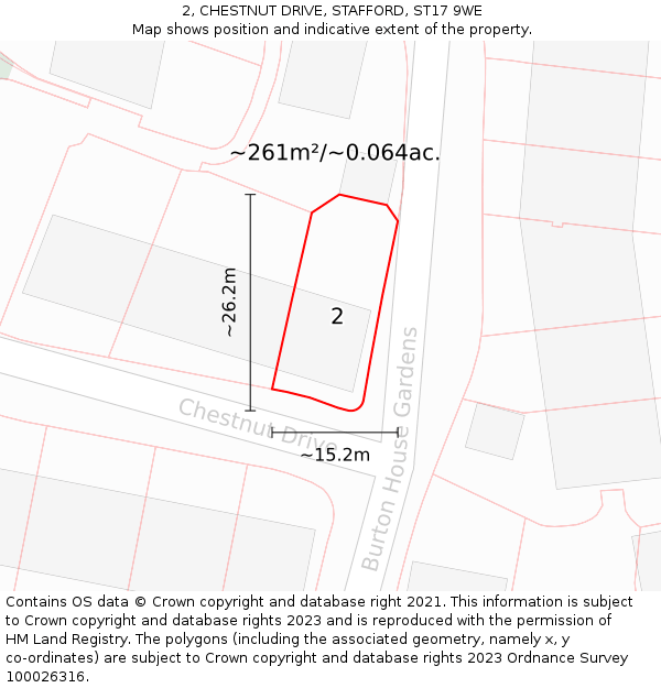 2, CHESTNUT DRIVE, STAFFORD, ST17 9WE: Plot and title map