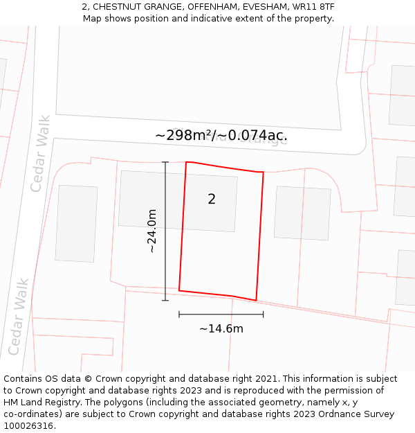 2, CHESTNUT GRANGE, OFFENHAM, EVESHAM, WR11 8TF: Plot and title map