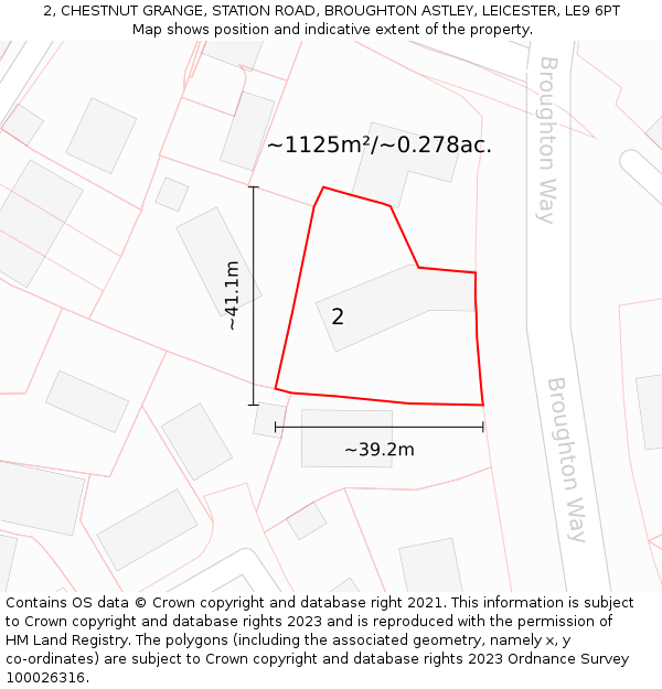 2, CHESTNUT GRANGE, STATION ROAD, BROUGHTON ASTLEY, LEICESTER, LE9 6PT: Plot and title map