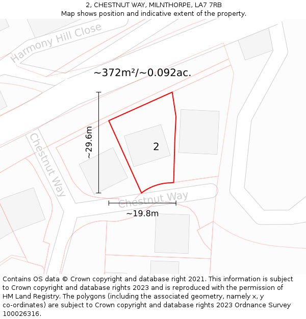 2, CHESTNUT WAY, MILNTHORPE, LA7 7RB: Plot and title map