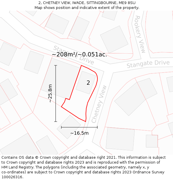 2, CHETNEY VIEW, IWADE, SITTINGBOURNE, ME9 8SU: Plot and title map