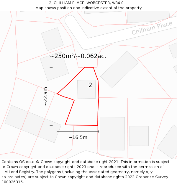 2, CHILHAM PLACE, WORCESTER, WR4 0LH: Plot and title map