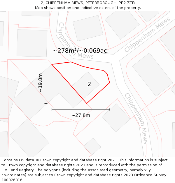 2, CHIPPENHAM MEWS, PETERBOROUGH, PE2 7ZB: Plot and title map